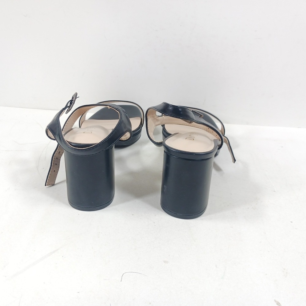 Dumjey Black Block Heel Sandals Ankle Strap Square Toe Size 9.5 Womens Shoes - Picture 8 of 9